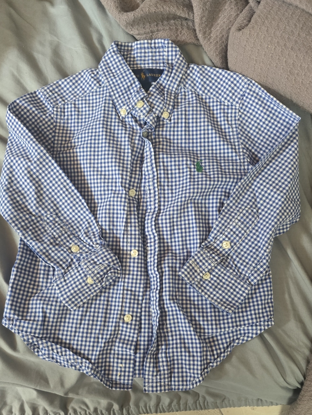 Ralph Lauren Blue and White Gingham Button-Down Shirt